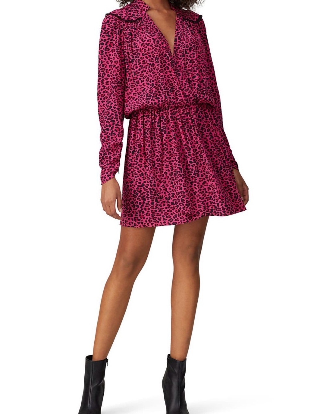 Zadig & Voltaire Hot Pink and Black Leopard Print Dress - Small